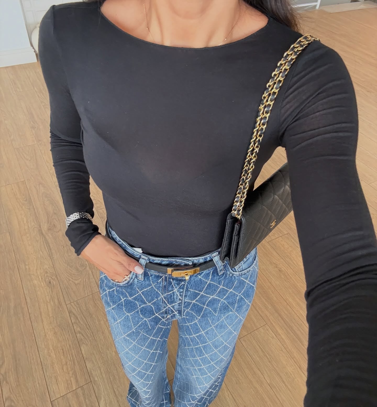 Diamond Pattern Straight Jeans