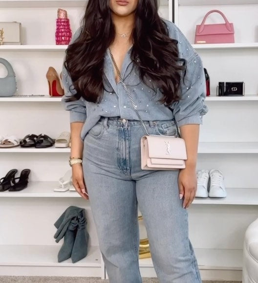 Rhinestone Denim Shirt