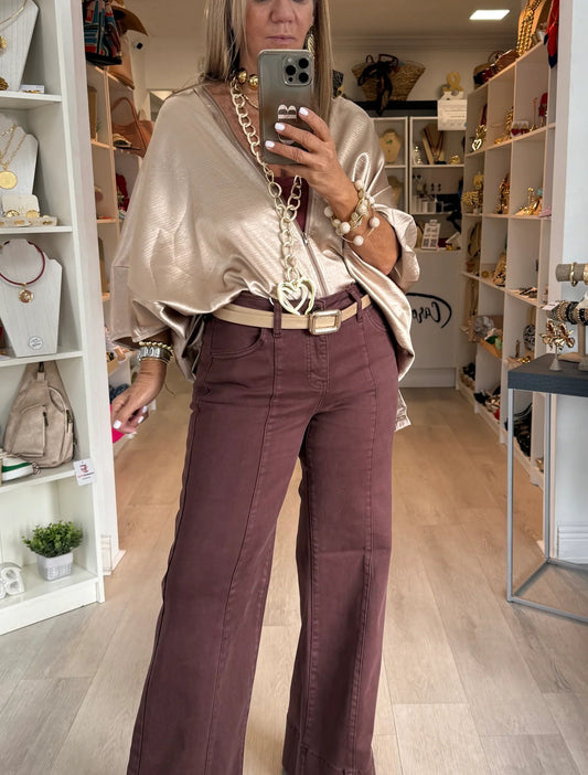 Batwing Sleeve Zipper Blouse