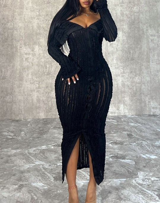 Off Shoulder Mesh Dress