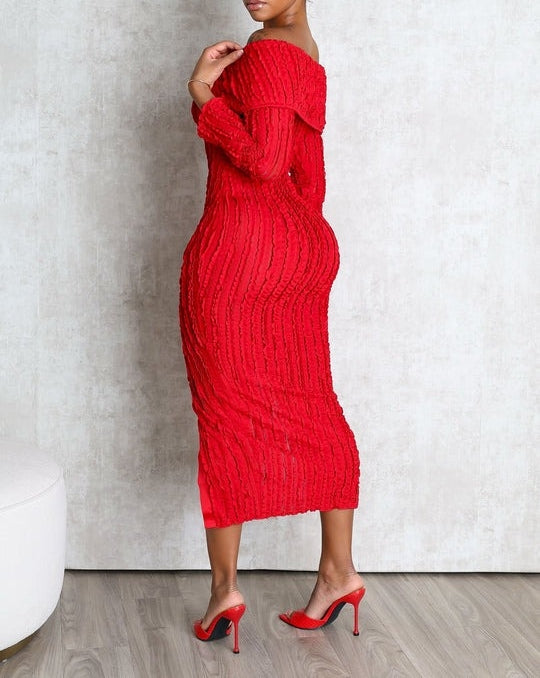 Off Shoulder Mesh Dress