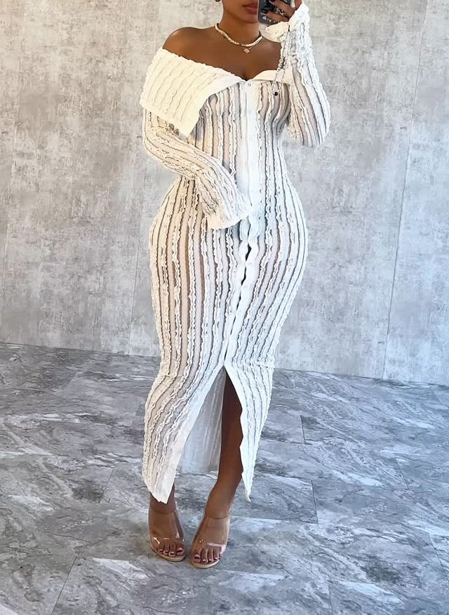 Off Shoulder Mesh Dress