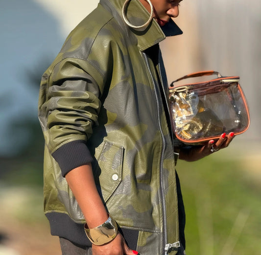 Vegan Leather Bomber Jacket