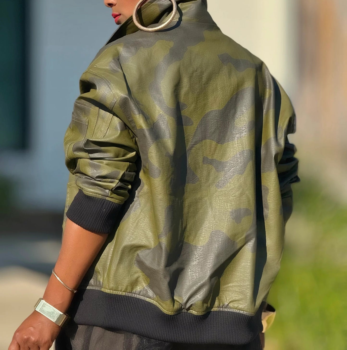 Vegan Leather Bomber Jacket