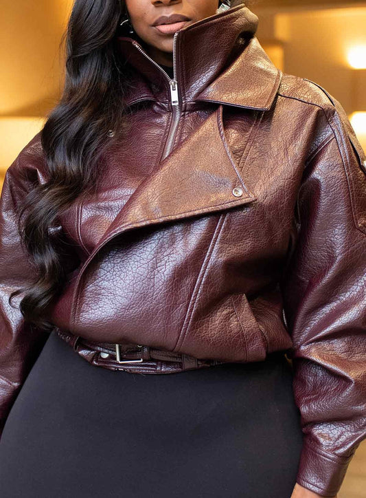 Oversized Faux Leather Jacket
