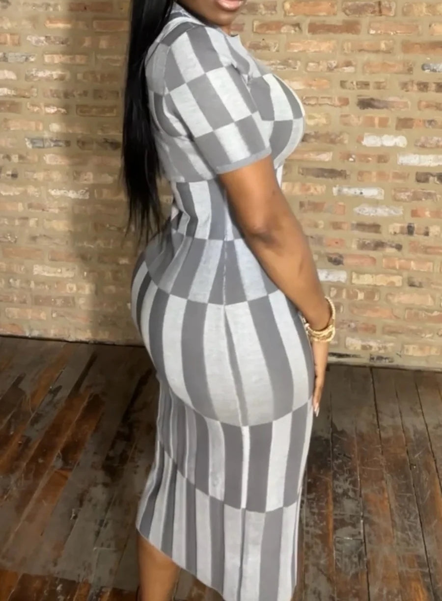 Knit Color Block Midi Dress