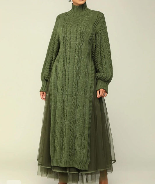 Knit Tulle Two Piece Skirt Set