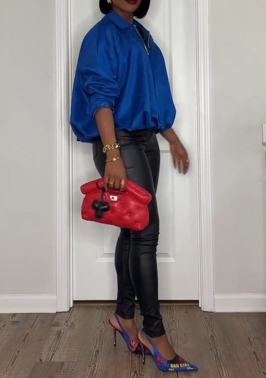 Cobalt Blue Faux Suede Jacket