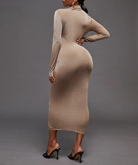 Button Front Ruched Bodycon Dress