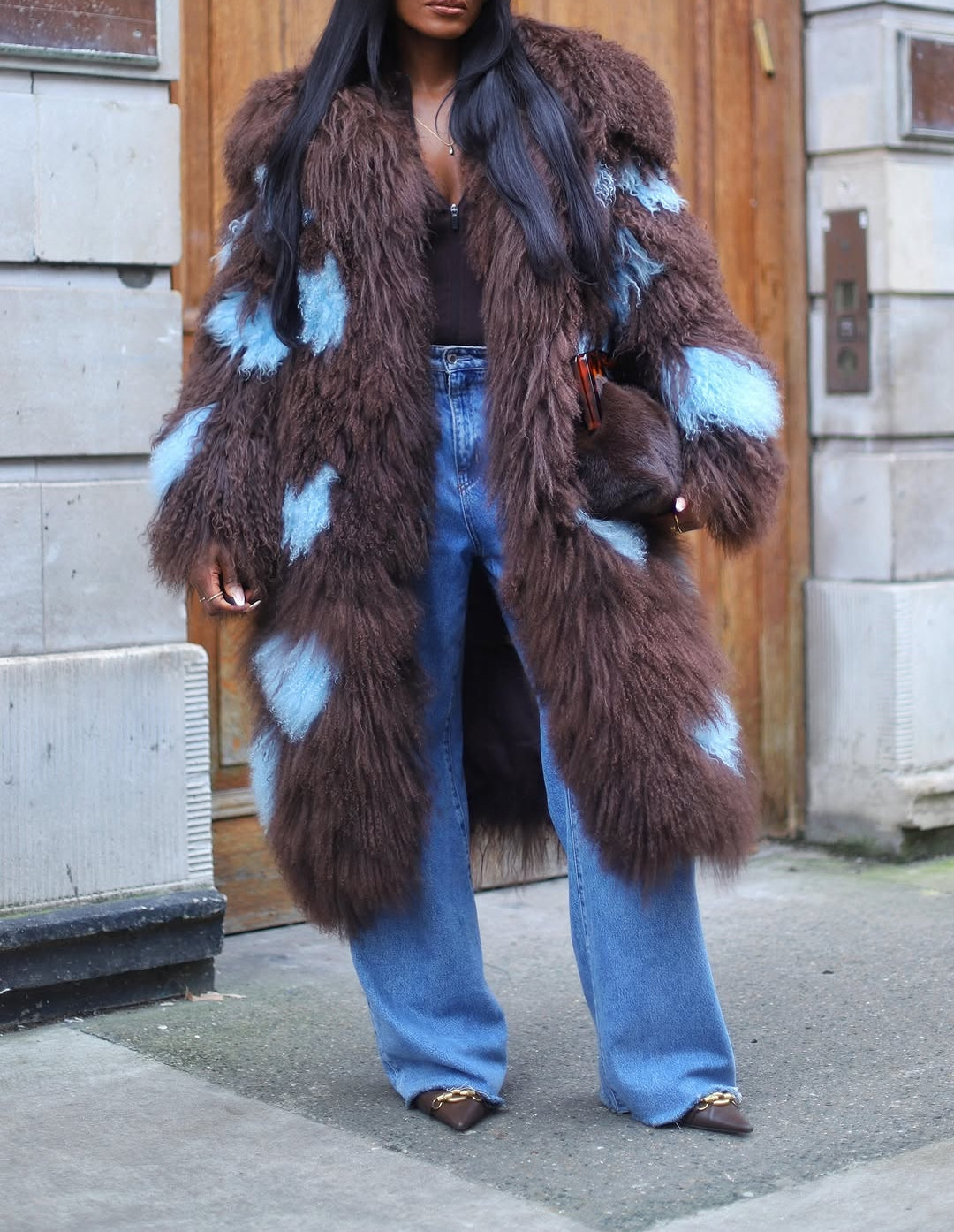 Premium Shearling Patchwork Coat