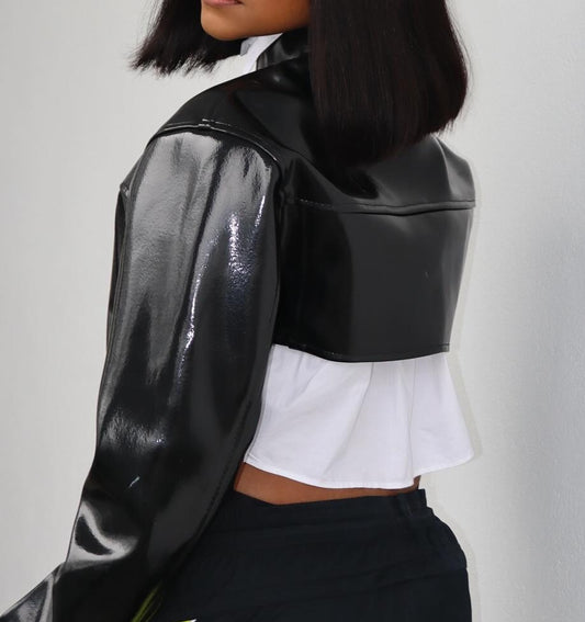 Faux Leather Short Jacket