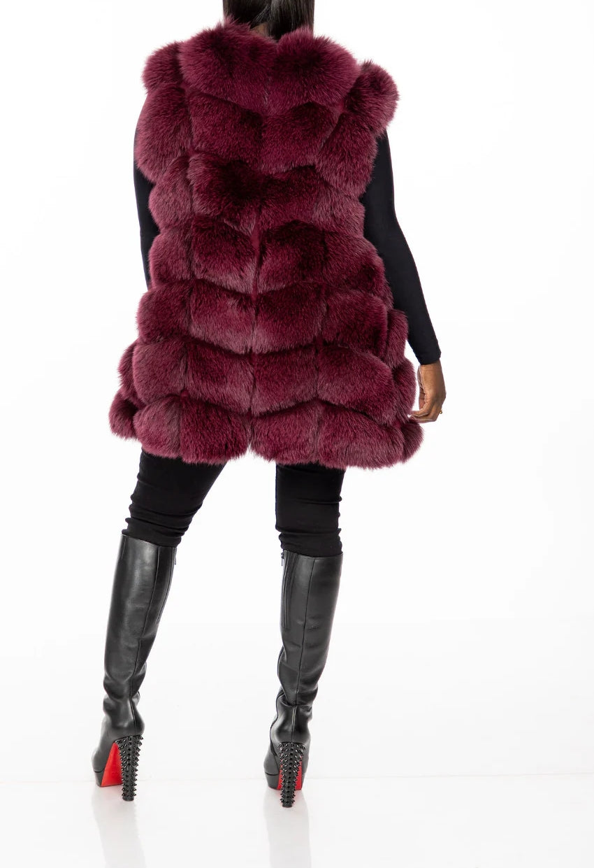 Mid Long Faux Fox Fur Vest