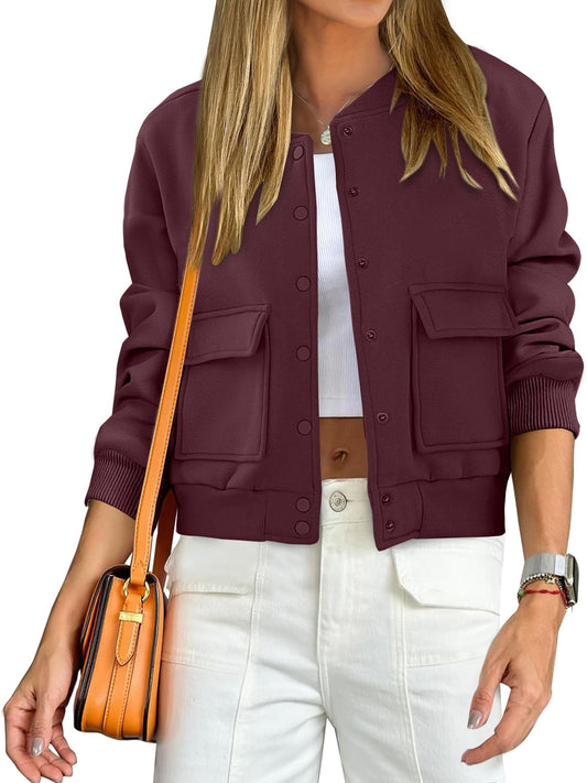 Women's Fashion Casual Crop Bomber Jacket