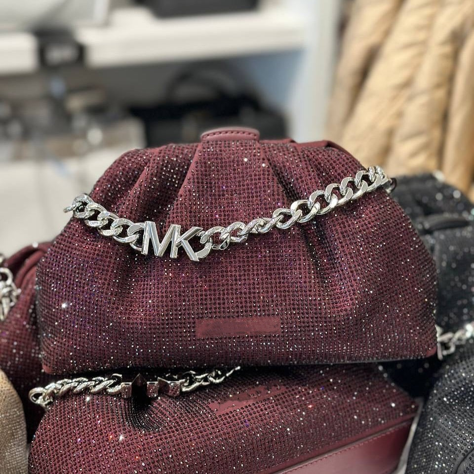 Crystal Embellished Metallic Crossbody Bag