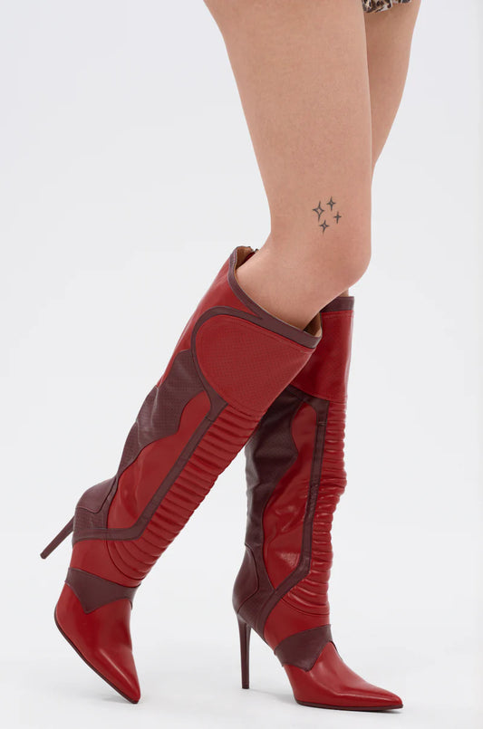 Color-blocked Stiletto Boots