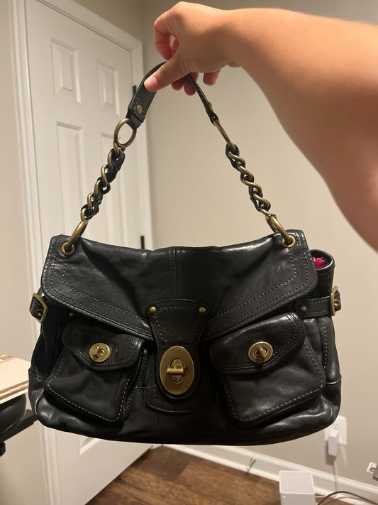 Vintage Legacy Black Leather Shoulder Bag