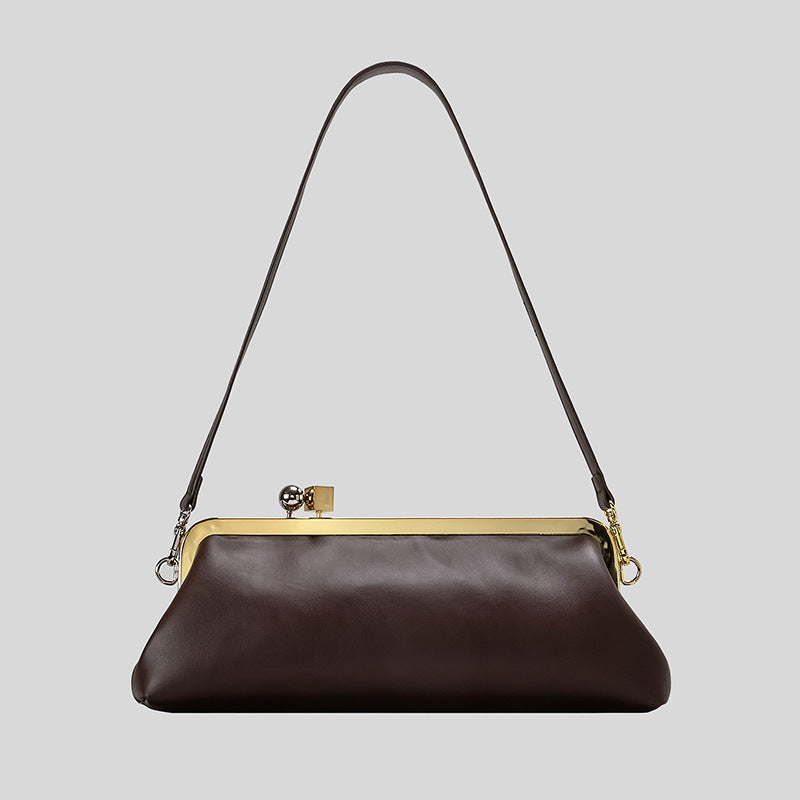 Black Shoulder Bag With Kiss-Lock Closure