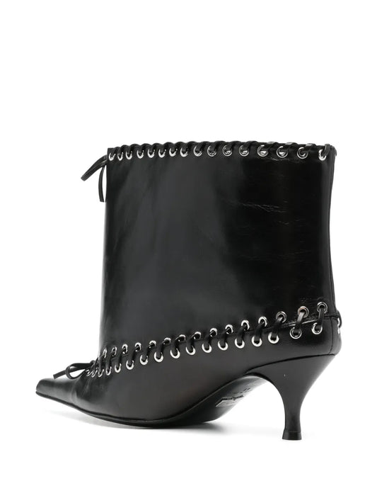 Eyelet-Straps Ankle Boots