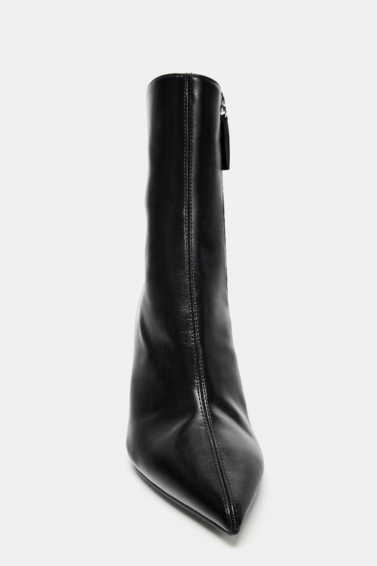 Textured High-heeled Ankle Boots