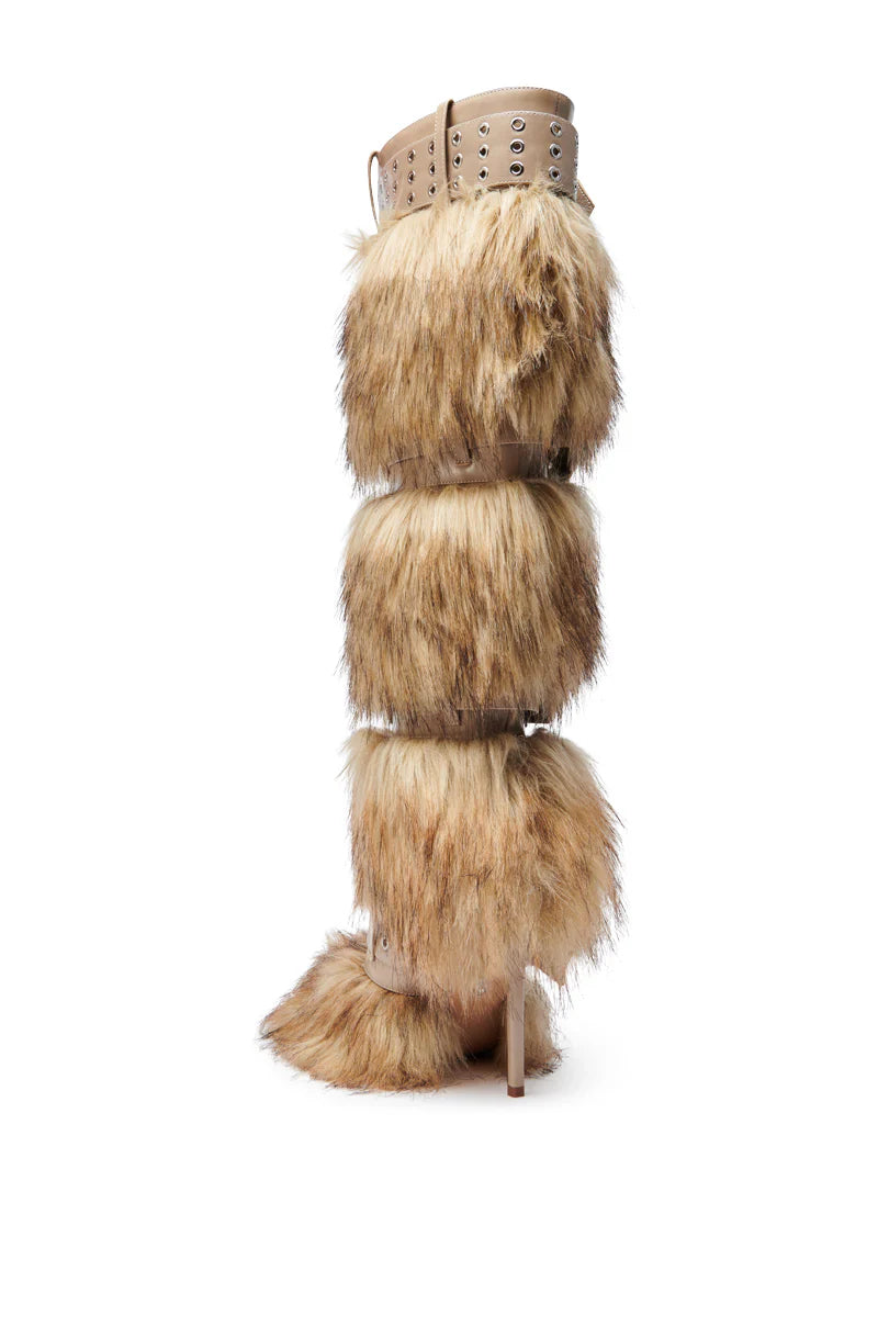 Multi Fur Buckles Boots
