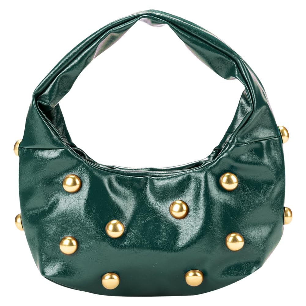 Studded Crescent Soft Leather Hobo Bag