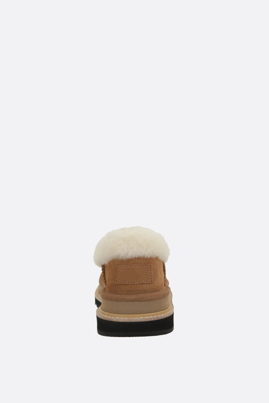 Suede And Shearling Penny Loafers