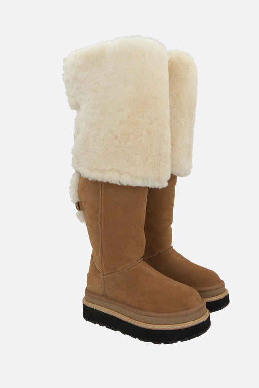 Thigh Boots In Suede And Shearling