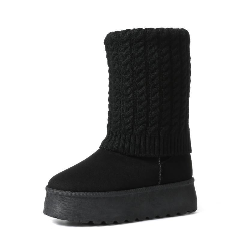 Platform Knit Mid-calf Boots