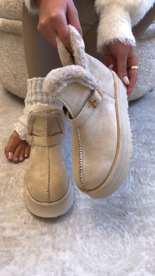 Buckled Wool Ankle Boots