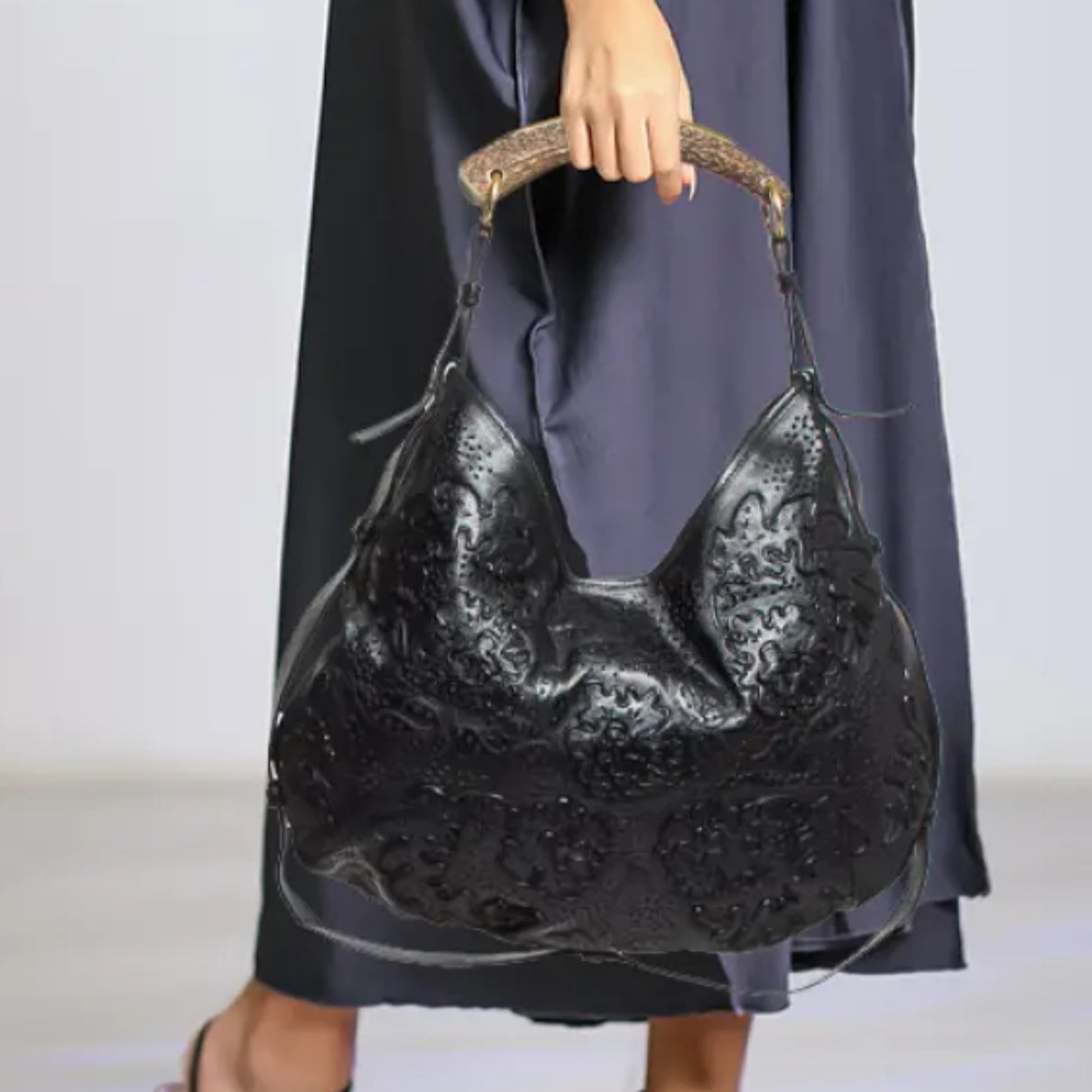 Black Carved Handbag
