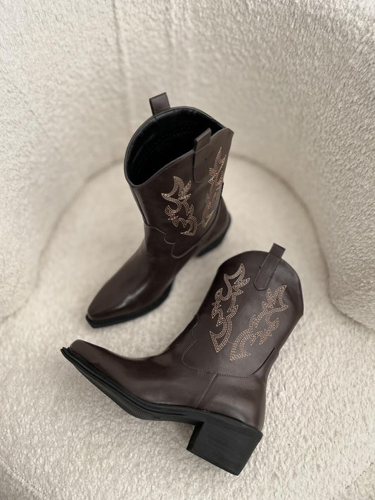 Brown Leather Western Boots