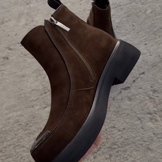 Side Zip Suede Boots