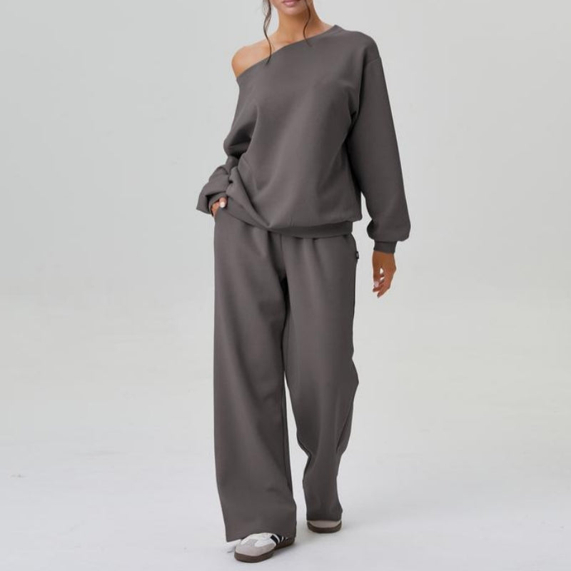Casual Off-shoulder Sweatshirt 2pcs