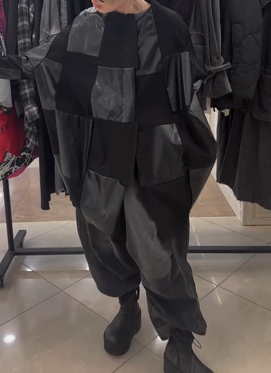 Oversized Leather Patchwork Coat