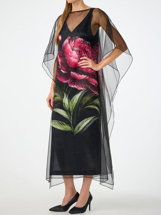 Floral Print See-through Maxi Dress