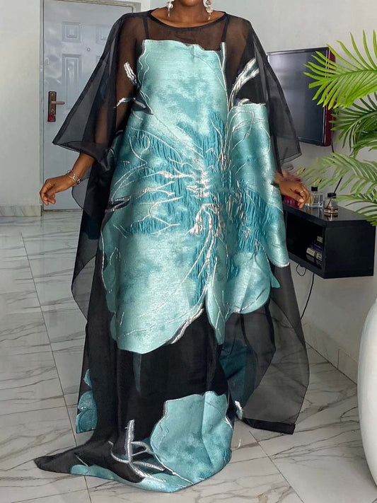 Mesh Printed See-through Cover-up Dress