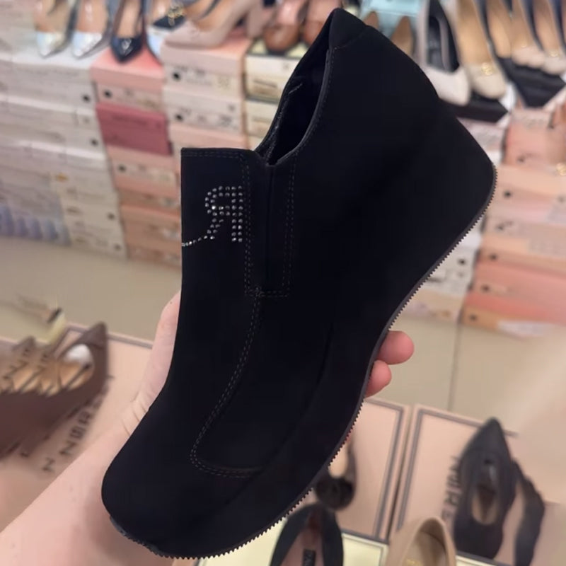 Rhinestone Sparkle Platform Round Toe Shoes