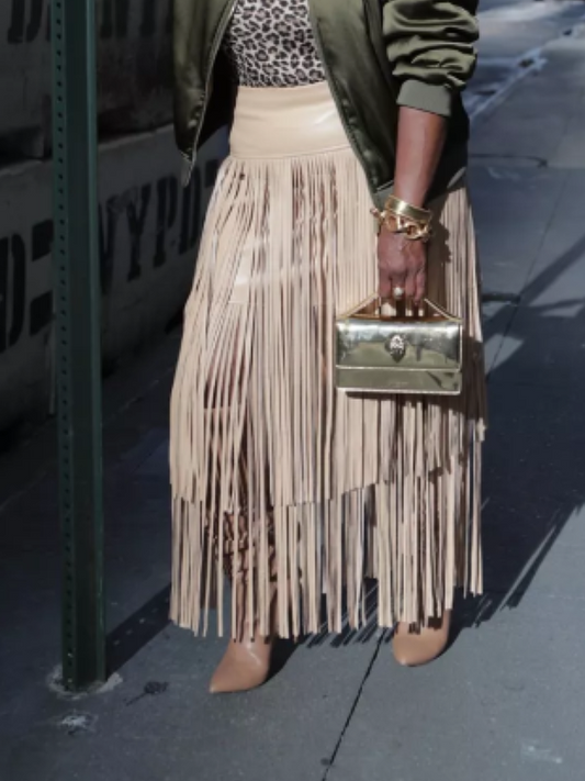 Leather Fringed Skirt