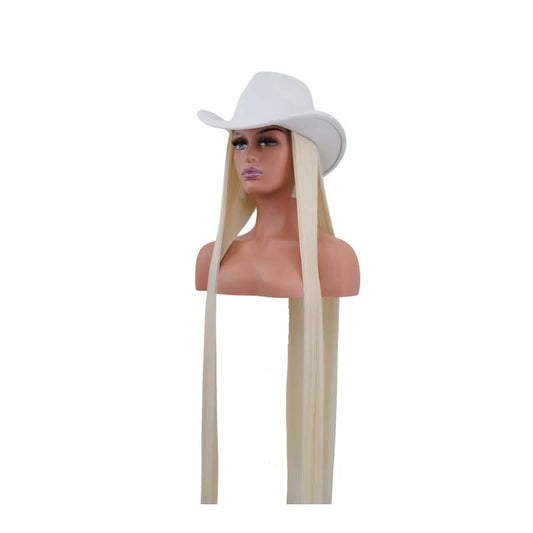 Platinum Blonde Cowboy Hat Wig
