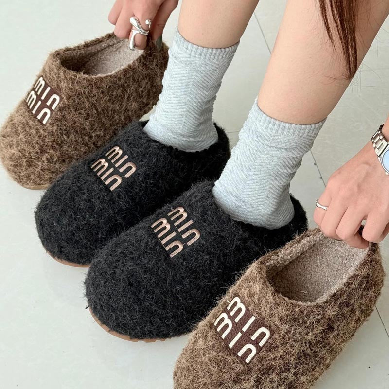 Warm Plush Platform Slippers