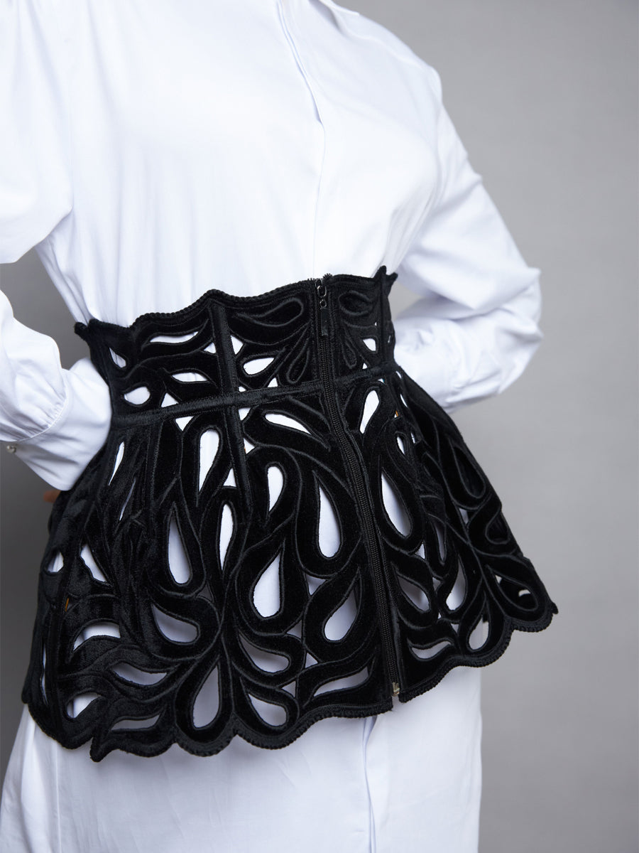 Fasion Zip Up Peplum Belt Skirts
