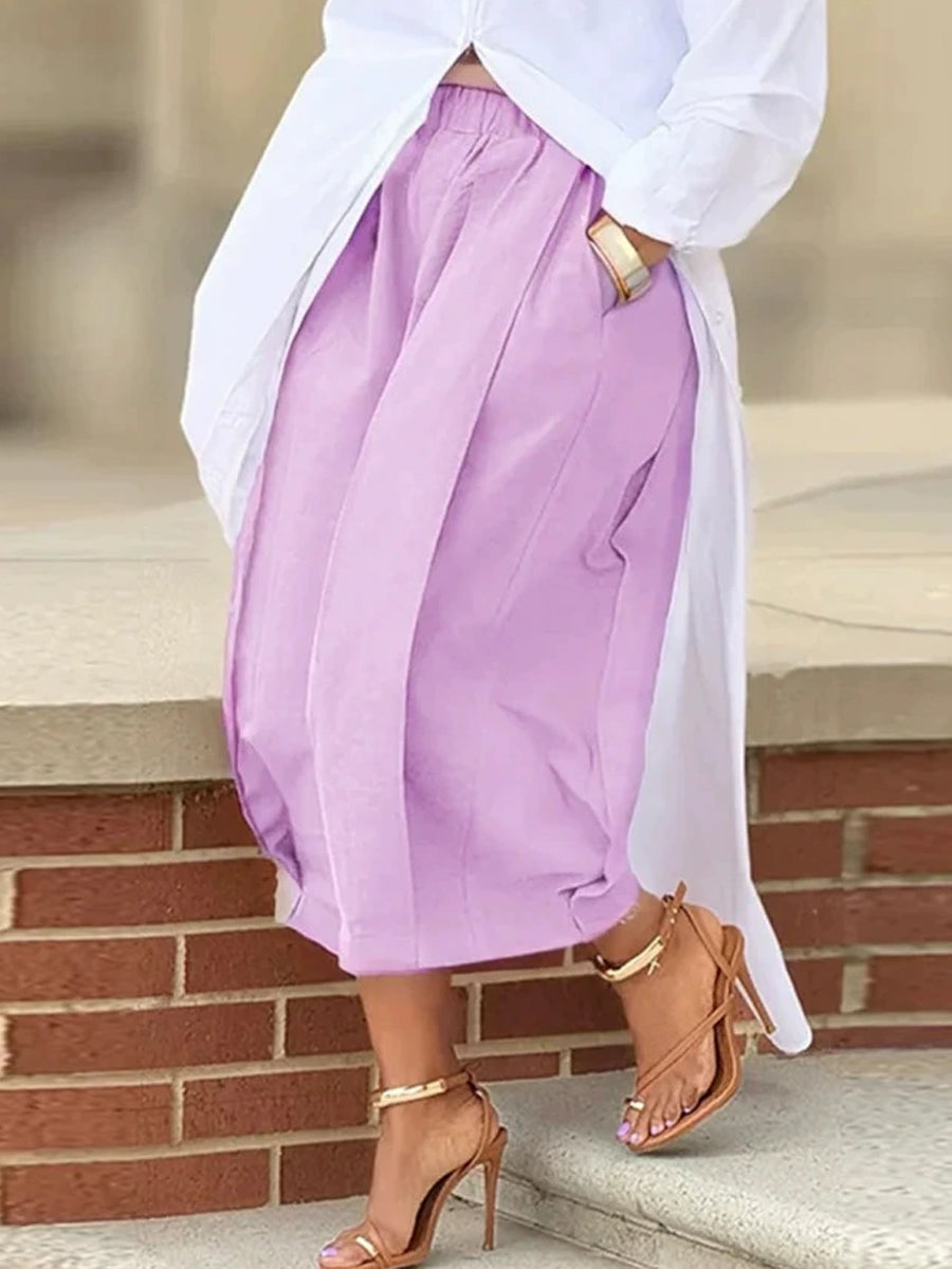 Casual Elastic Waist Wide-leg Pants