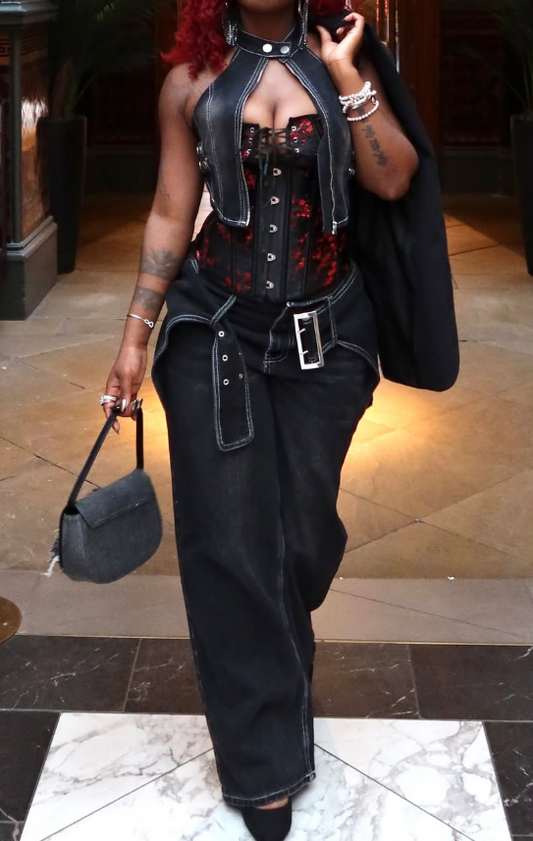 Pop Irregular Denim 2pc Set