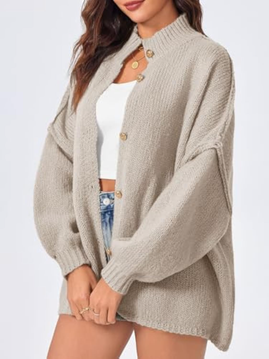 Knitted Loose Button Cardigan