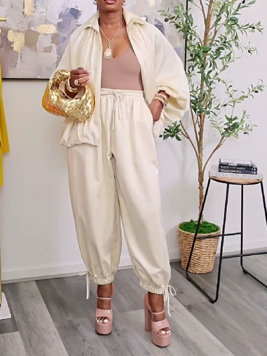 Light Solid Color Zipper Suit