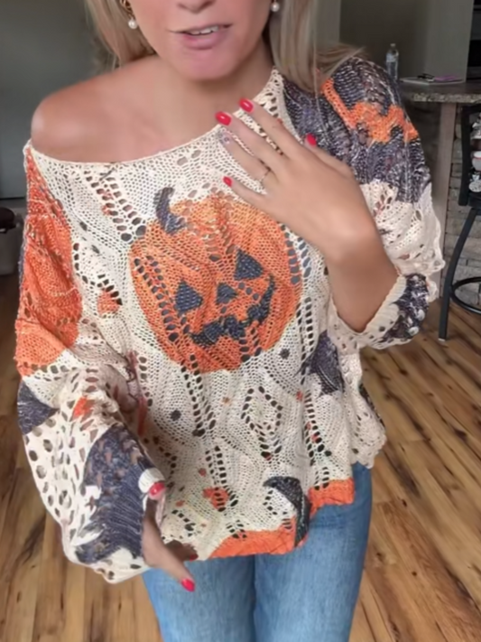 Knit Cutout Pumpkin Top