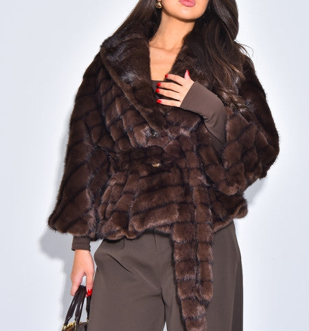 Short Faux Fur Coat With Belt