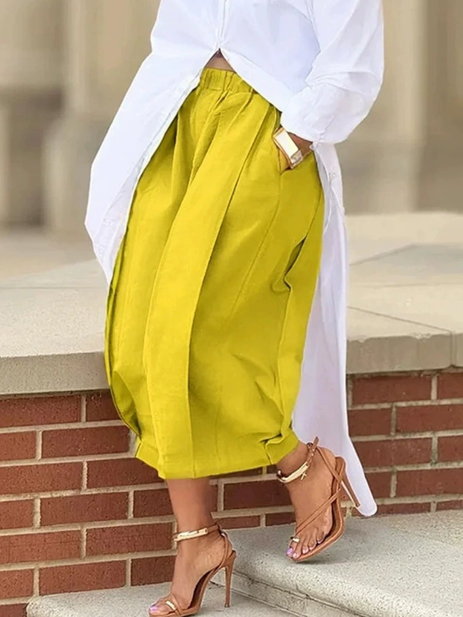 Casual Elastic Waist Wide-leg Pants