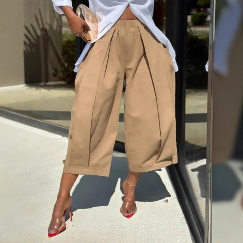 Casual Solid Color Wide Leg Pants