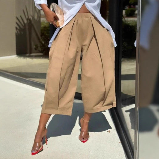 Casual Solid Color Wide Leg Pants